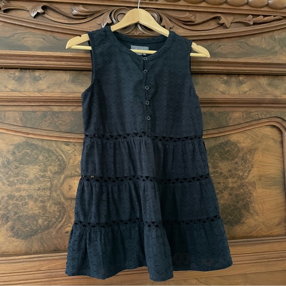 Anthropologie Tops - Anthropologie Ismene Jacquard cutout crochet lace Black Tiered Tunic Mini Dress